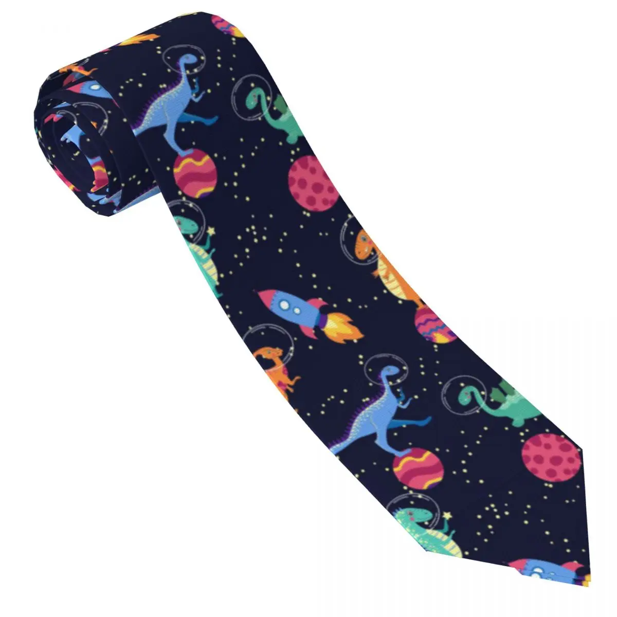 Formal Skinny Neckties Classic Men's Dinosaur Traveling Galaxy With Stars Wedding Tie Gentleman Narrow