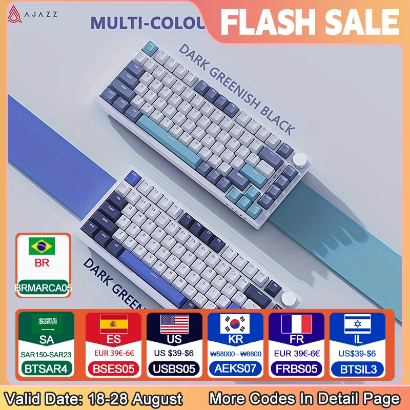 

AJAZZ AK75 Pro 75% wired mechanical keyboard, Bluetooth 5.1/2.4G, wired, Type-C, wireless, joint installation, suitable for Mac