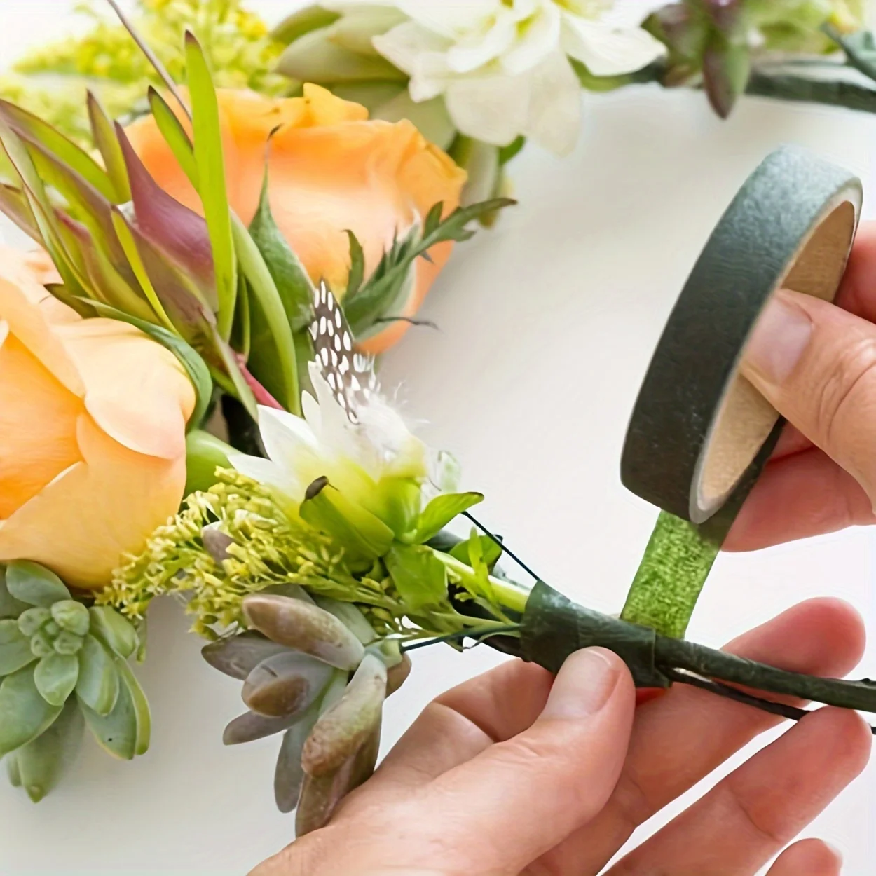 Floral Gardening Tape, Self-Adhesive Green Floral Stem Tape, DIY Craft Material for Bouquet Wrapping