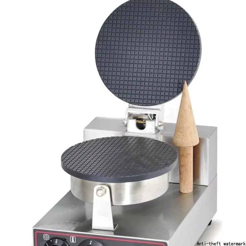 Commercial double-head stainless steel waffle maker, 2025, capable of making crispy ice cream cones, bread, and waffles.