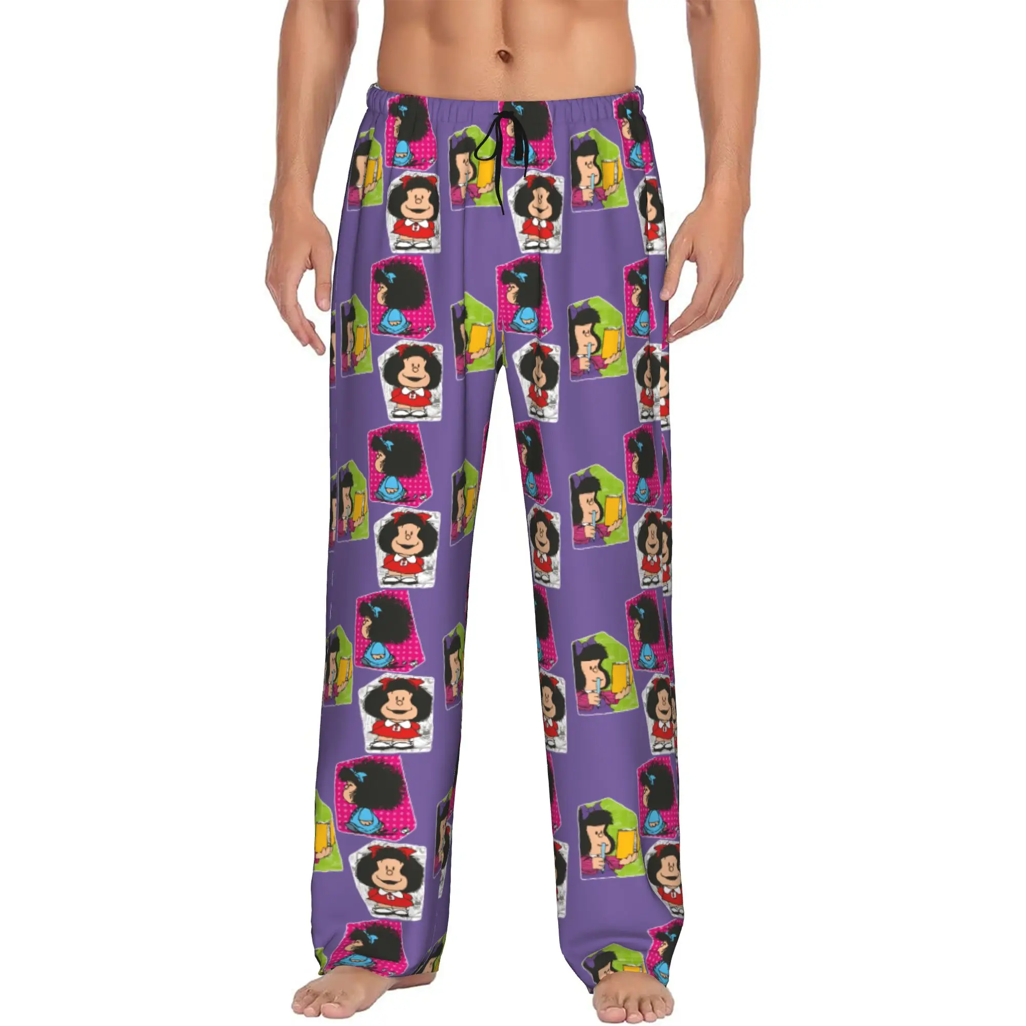 Custom Print Mafaldas Manga Pajama Pants Men's Comic Cartoon Sleep Sleepwear Bottoms with Pockets