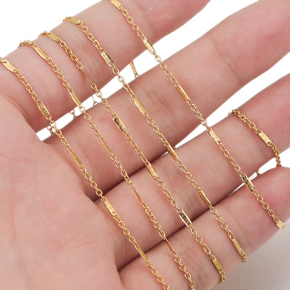 2meter Stainless Steel Gold Plated Flat Cable Rolo Chain for DIY Necklace Bracelet Anklet Parts Jewelry Making Supplies Bulk