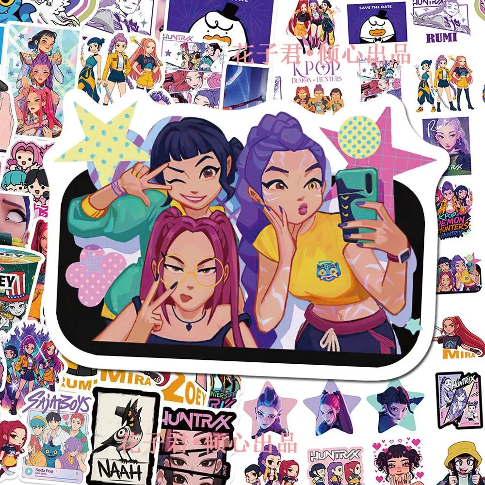 Juego de 60 uds de pegatinas Kpop Demon Hunters Derpy Tiger, Graffiti impermeable, funda de teléfono DIY, pegatina para ordenador portátil