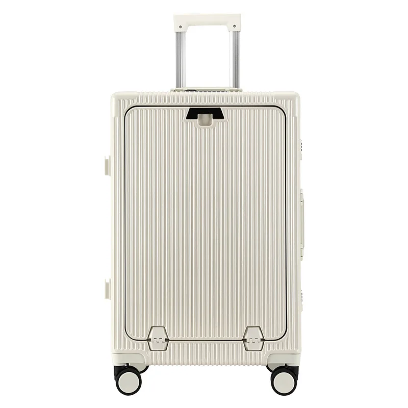 Front Opening Luggage USB Cup Holder Aluminum Frame Suitcase Laptop Bag Suitcase Trip Cabin 20/24 Inch Password Trolley Case