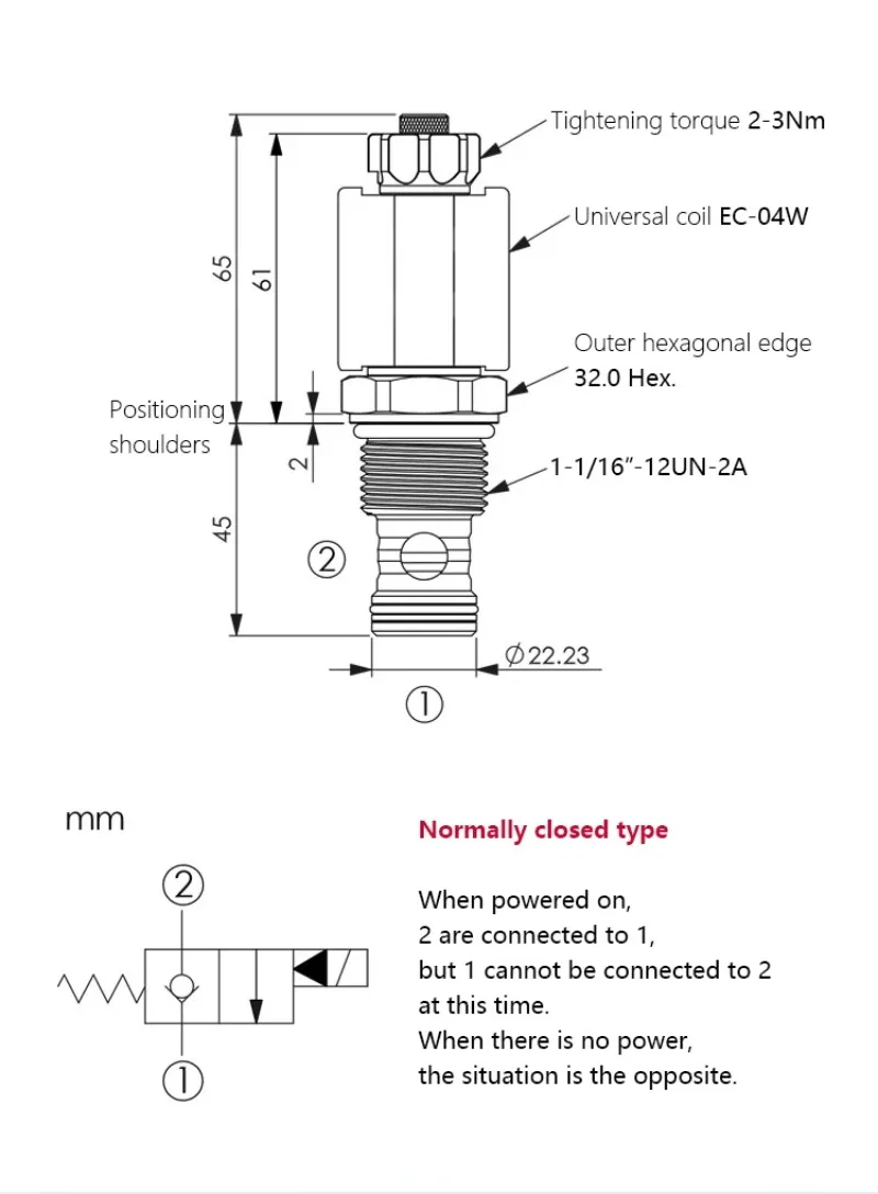 Threaded Cartridge Valve Coil EC04W EP12W2A01N05 Pump Truck Air-Cooled Motor Sany Air Conditioning Solenoid Valve