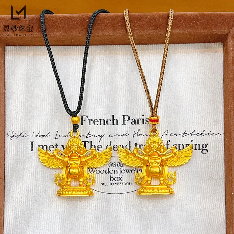 

Золотое золото 24 карата, древнее золото Дапен, позолоченная подвеска в виде птицы, ожерелье au999, цепочка для свитера из чистого золота в стиле ретро для подруги