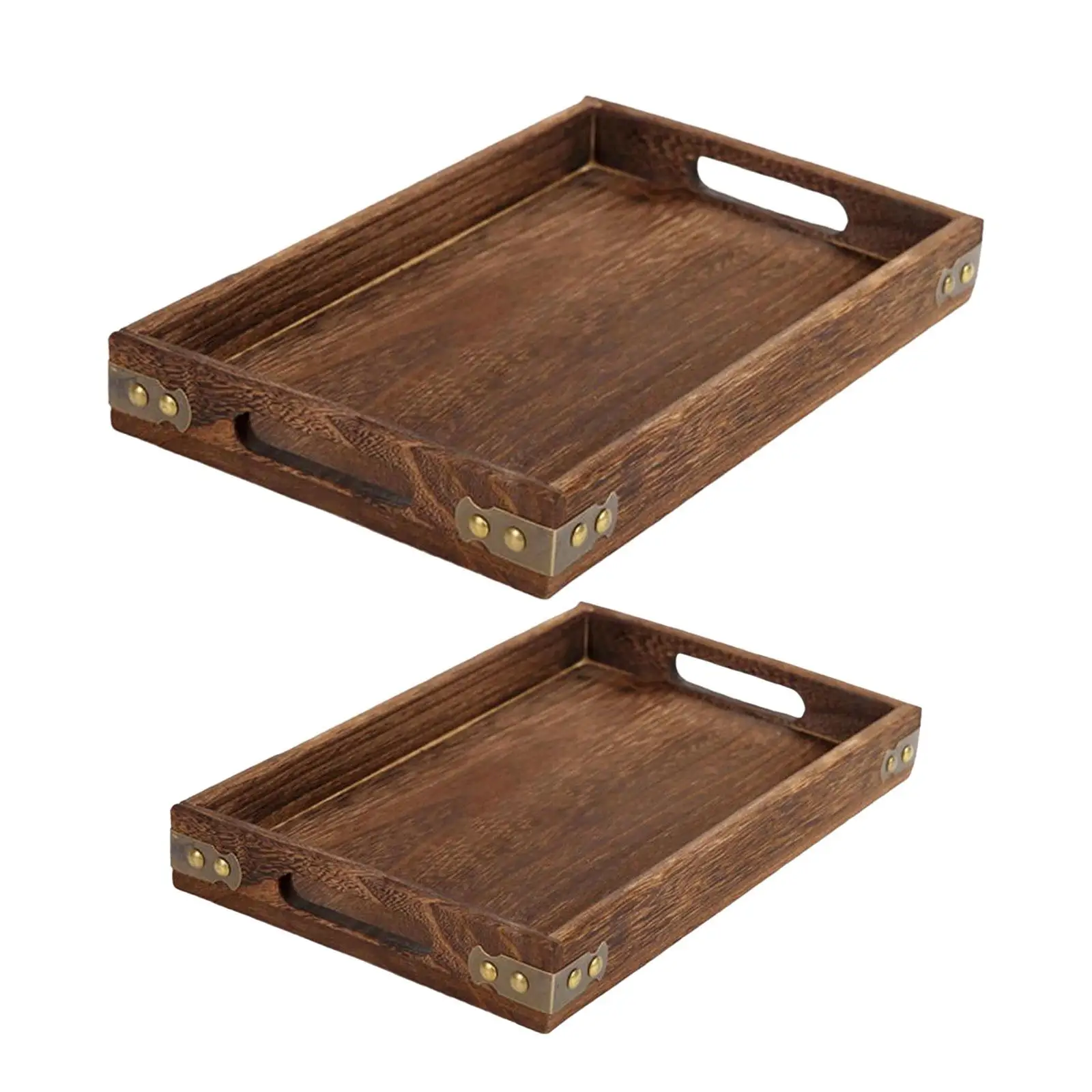 Wooden Serving Tray with Handle Eating Tray Convenient for Bar, Kitchen, Dining Room Lightweight Stylish Durable Rustic