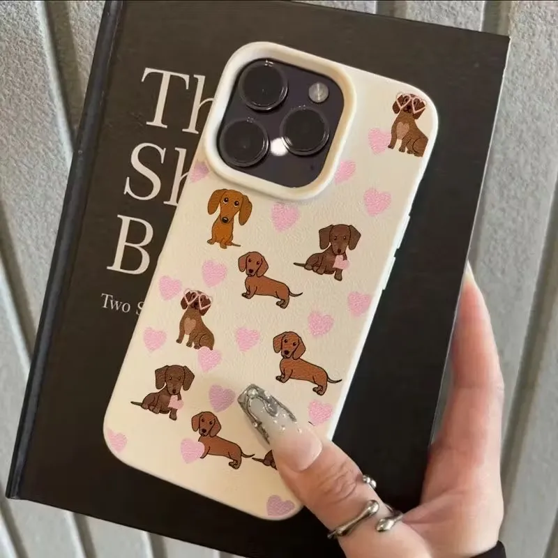 For iPhone 16 Case Dachshund Bear Pattern Soft Phone Cases for iPhone 17 Air 15 16 14 13 12 11 Pro Max XS XR Plus 17 Soft Cover view 5