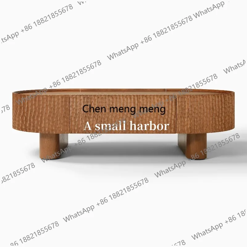 

Italian minimalist designer living room solid wood coffee table creative light luxury retro carved coffee table