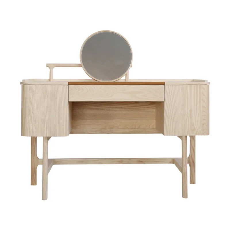 Simple light luxury ash wood log bedroom new Chinese bedroom makeup table