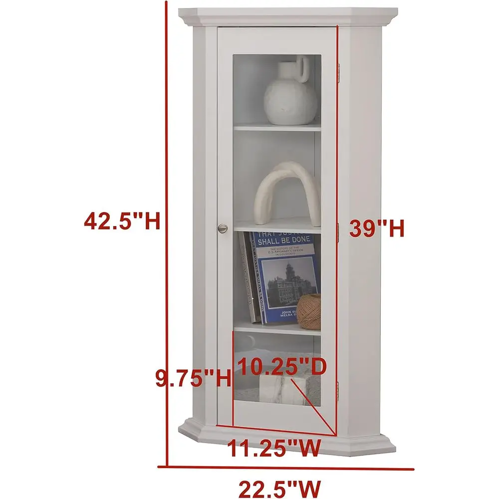 Kings Brand Curio Display Cabinet w/Glass Door & Shelves, White | Glass Door Display – Showcases and Protects Collectibles, Déco