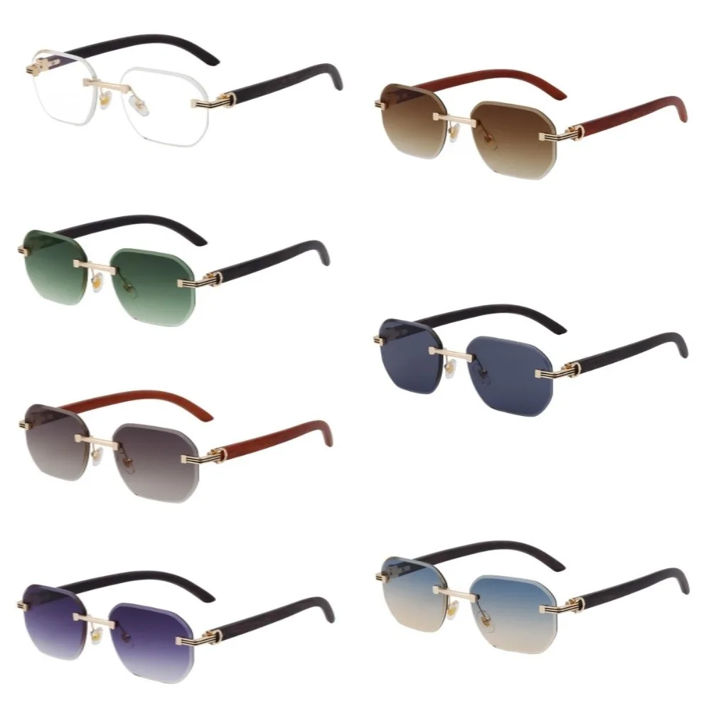 الخشب الحبوب نظارات معبد حافة قطع نظارات شمسية العناية بالرؤية متعدد الألوان فرملس النظارات الشمسية خمر أزياء الرجال UV400 نظارات
