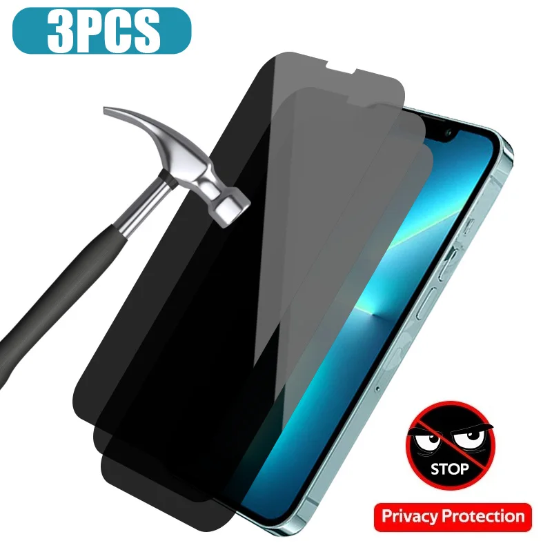 3PCS Privacy Glass for iPhone 11 Pro 12 13 14 Pro Max 12 13 Mini Anti-spy Glass for iPhone XS Max XR X 6 6S 7 8 14 Plus Glass