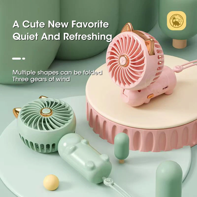 

Kawaii Cute Rechargeable Handheld Fan Fashion Cartoon Portable Usb Charge Fan Air Cooler Small Gift Foldable