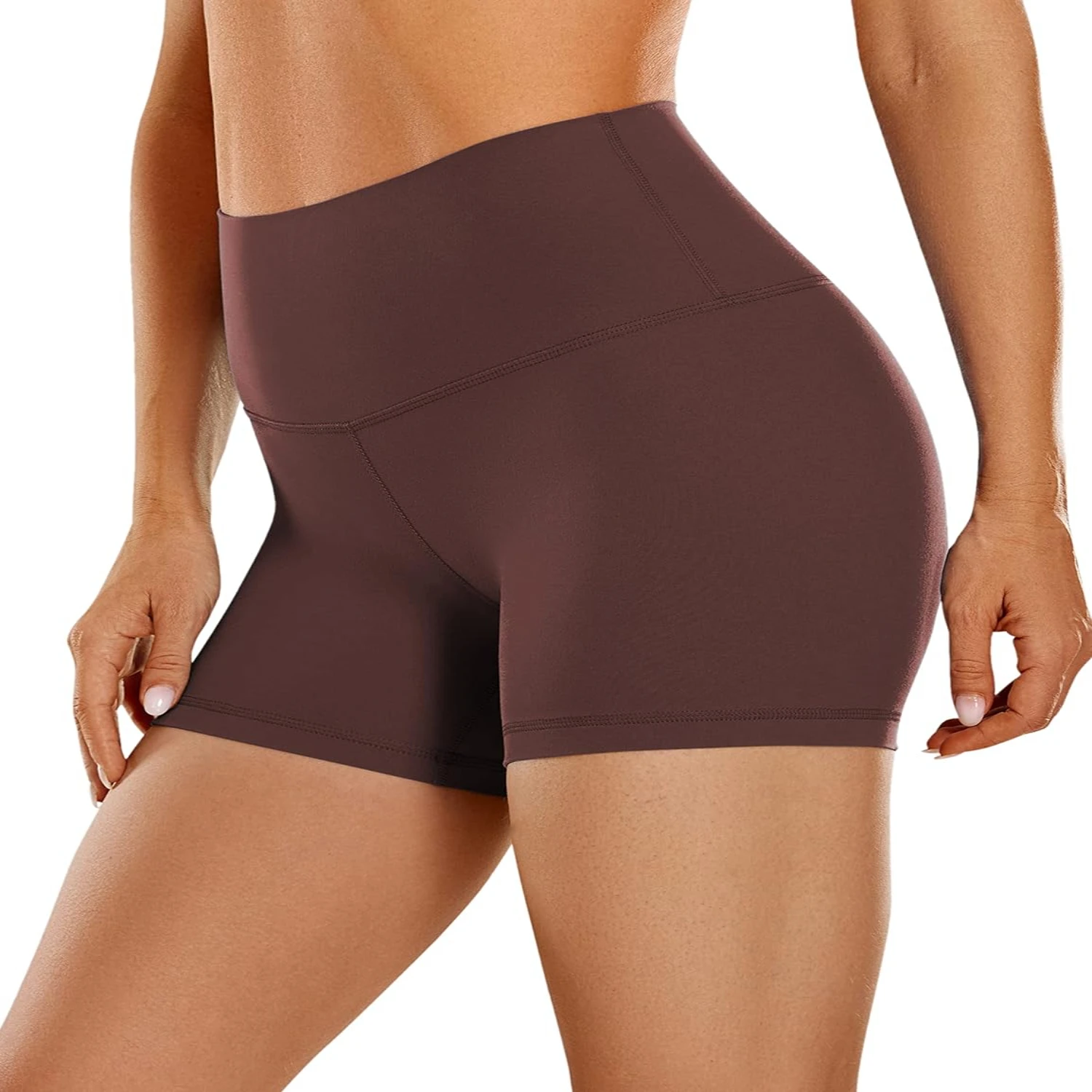 

High Waisted Stylish Taupe ButterLuxe Biker Shorts for Women - Versatile, Stretchy, and Moisture-Wicking - Ideal for Gym, Runnin