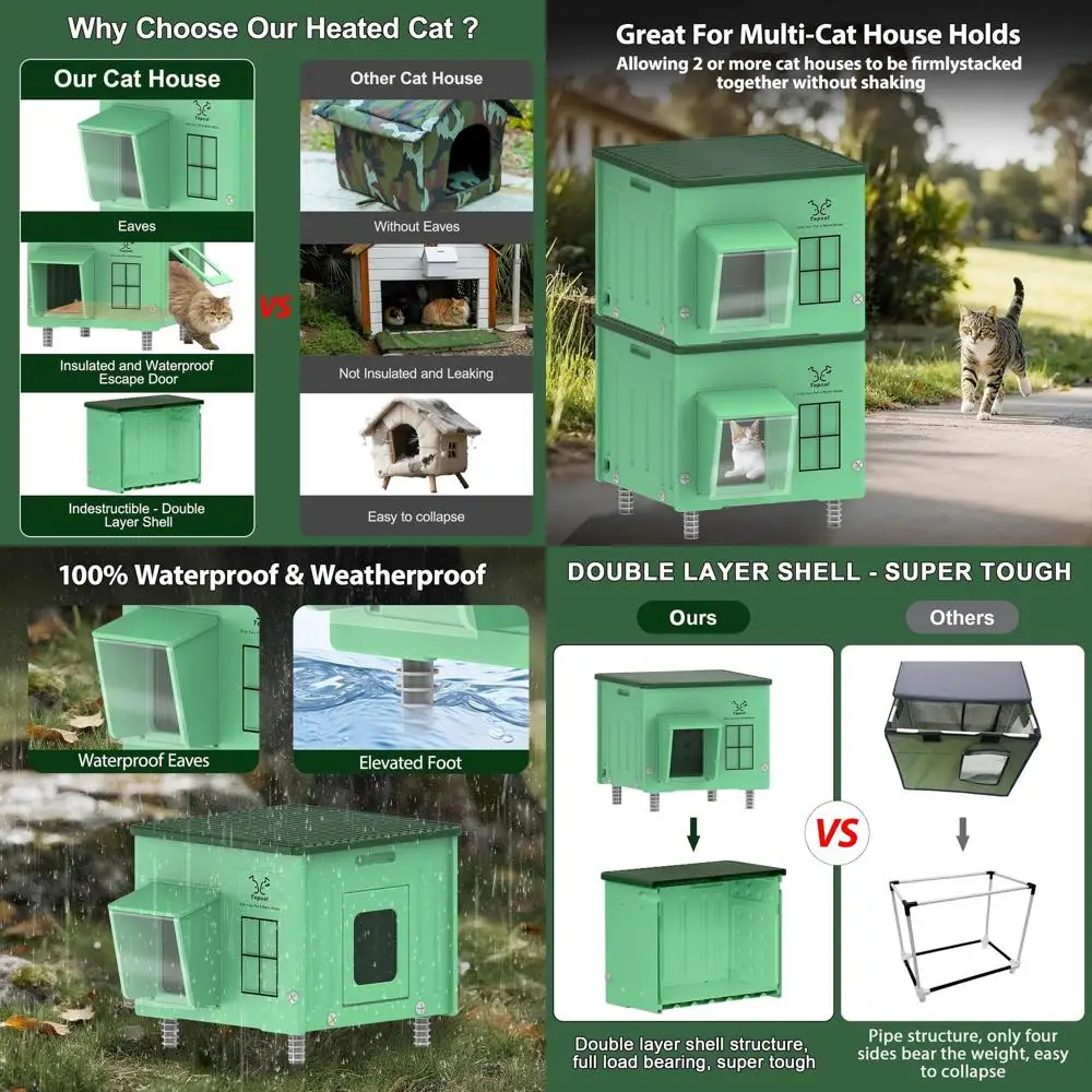 

Weatherproof Outdoor Heated Cat Shelter, 17.7x17x17.5 in, Insulated for Winter Use