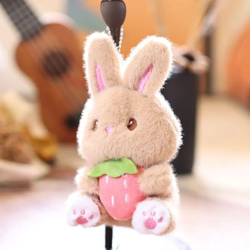 

13cm Fruit Bunny Plush Keychain Cartoon Rabbit Stuffed Doll Keyring Student Bag Pendant Backpack Hanging Decoration Gifts