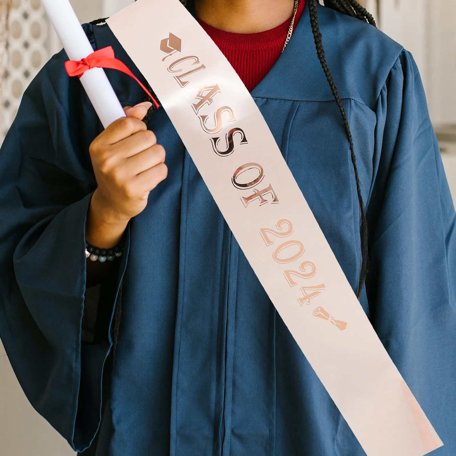 Graduation Sash Satin Adjustable Shoulder Ribbon for Senior Graduate Ceremony Party Decorations