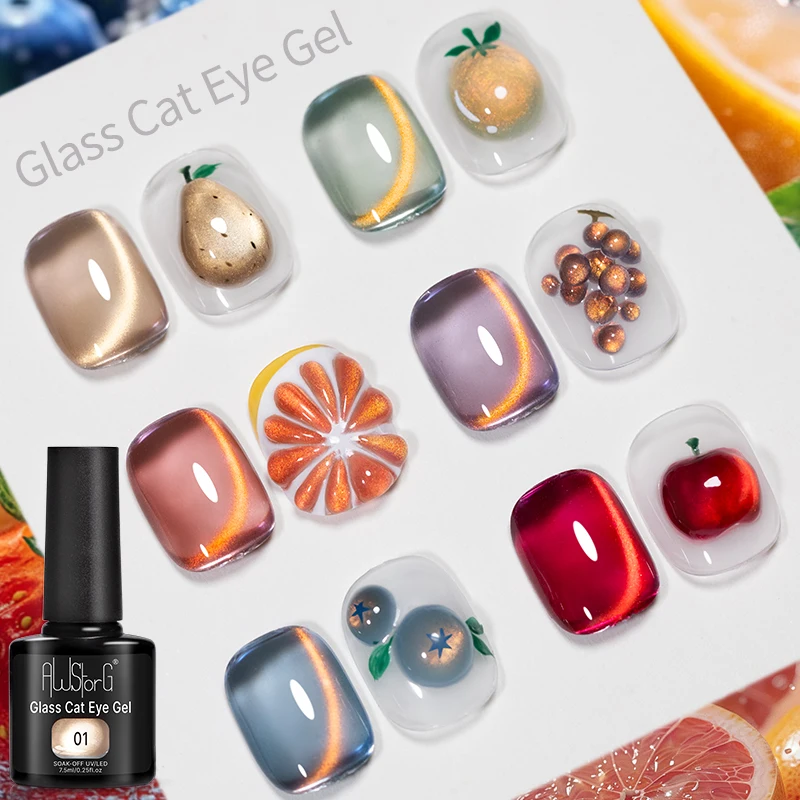 AWStorG 6 Colors Glass Cat Magnetic Gel Nail Polish 7.5ml Full Coverage Varnish Semi Permanent Super Gorgeous Nails Manicure