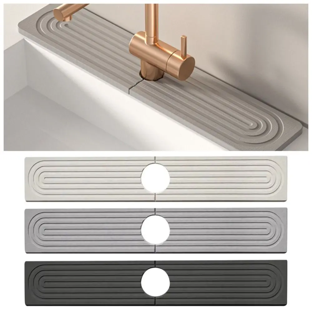 Diatomaceous Earth Faucet Absorbent Pad Diatomaceous Earth Circular Groove Tap Pad Kitchen Bathroom Circular Faucet Mat Supplies