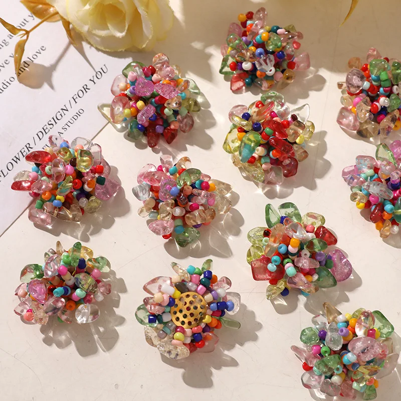 Shoe Charm 1 Piece Crystal Beaded Colorful Blossom Cluster Ethereal Summer Lightweight Elegant for Jelly Clear Clogs Shoes