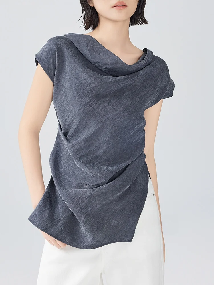 

Meyang Copper Ammonia Silk Artistic Vest Svel Ne Hanging Pleated Loose Fit Ladies Vest Faion Summer 2025 Pure Color