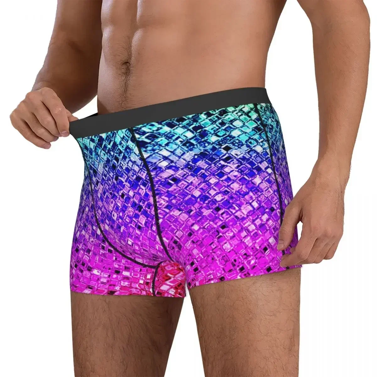 Boxer Underpants Shorts Colorful Rainbow Glam Glitter Artwork Panties Men's Comfortable Underwear for Homme Man Boyfriend Gifts