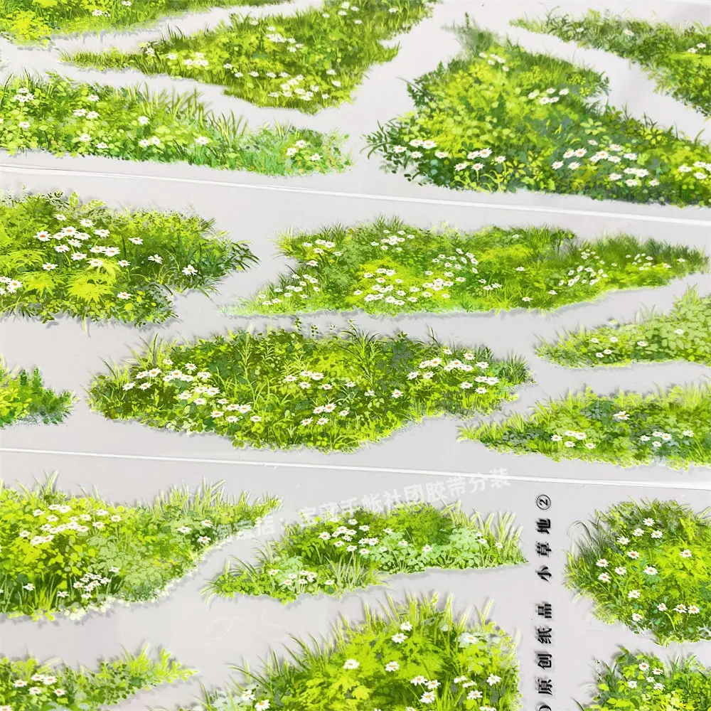 Z17 Grass Ground Scenery Clear PET Washi Tape Sample Loop Ancient Style Decorative Sticker for Scrapbooking Collage Card Making