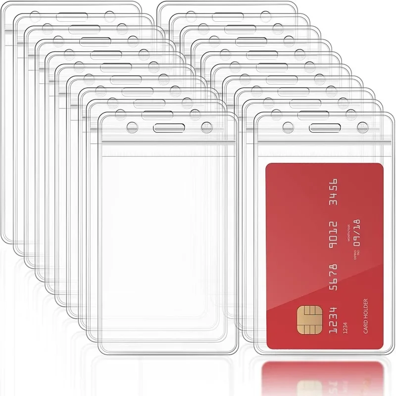 10Pcs Waterproof Transparent Card Holder Plastic Protector Case Business Bus Bank Credit Card Protector ID Card Badge Holder