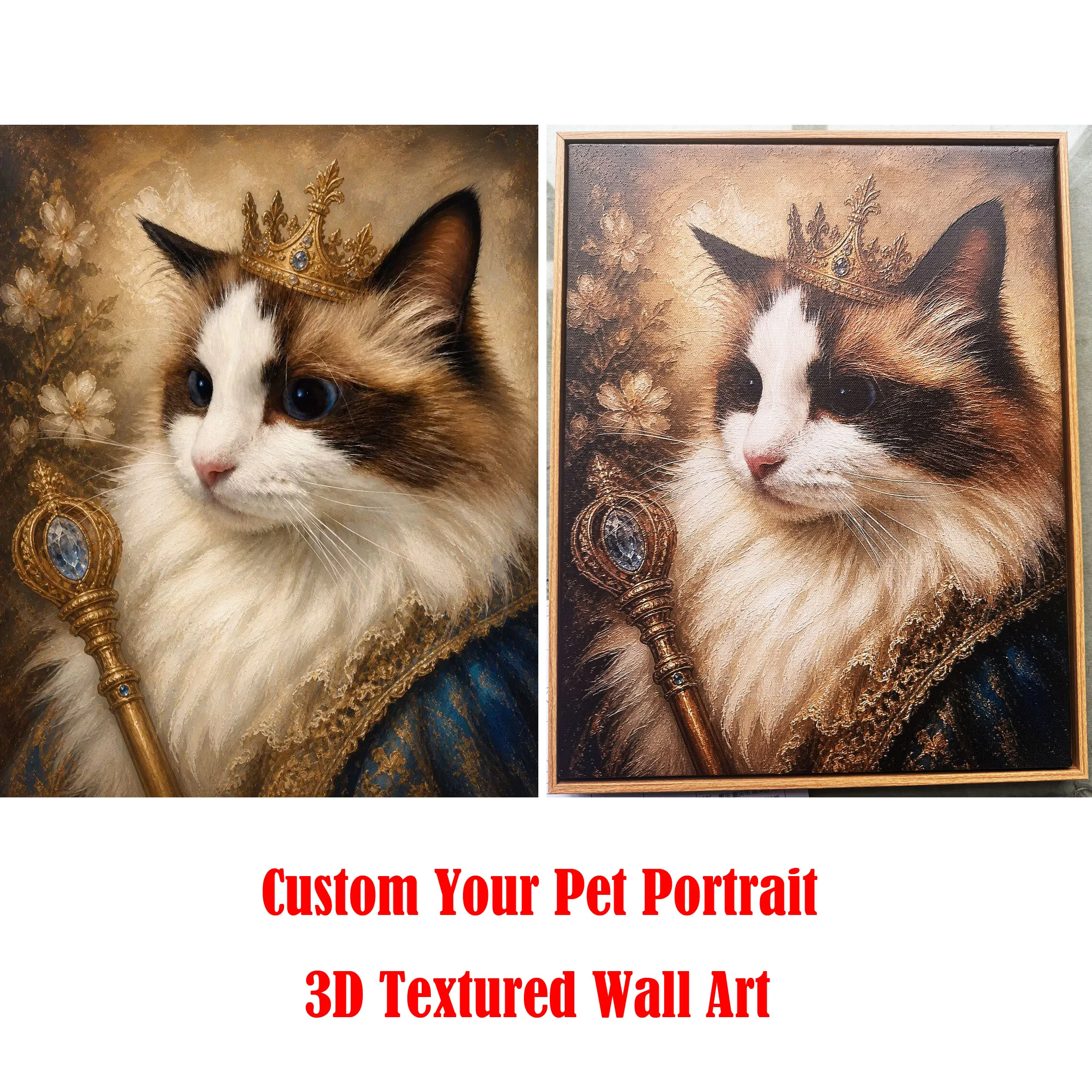 Custom Pet Portrait Wall Art 3D Textured Painting - Create Your Own Keepsake from Your Photo - Personalized Dog, Cat Wall Decor