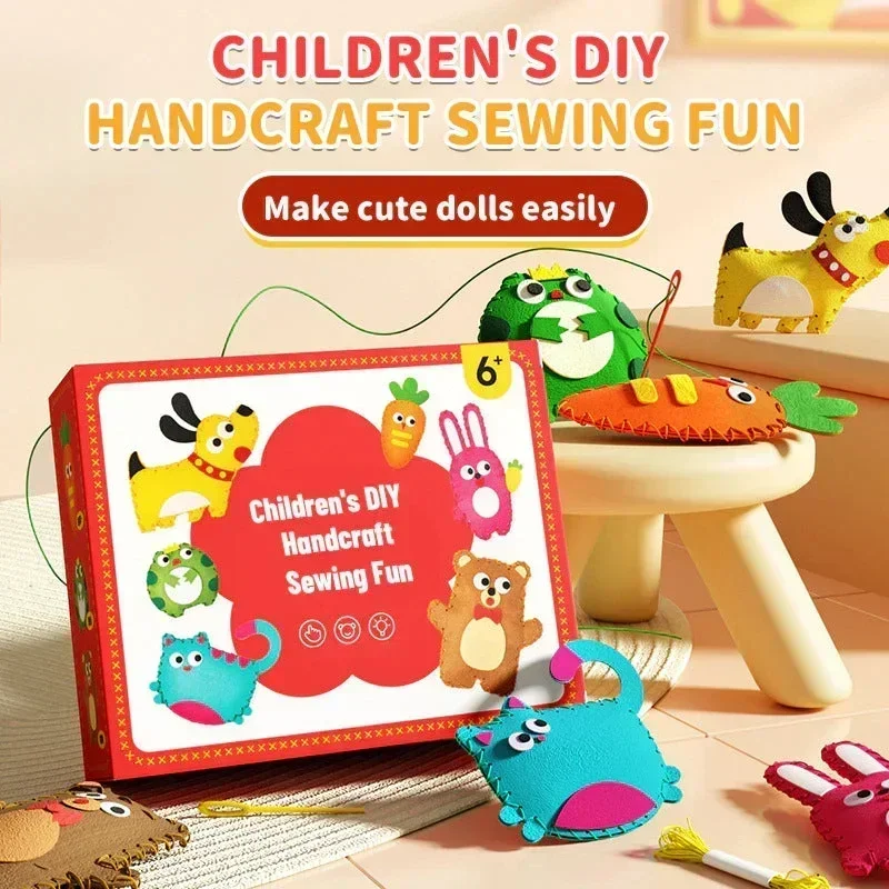Diy Doll Sewing Toys Animal Fruit Rope Threading Doll Pendant Children's Sewing Diy Doll Ornament Gift