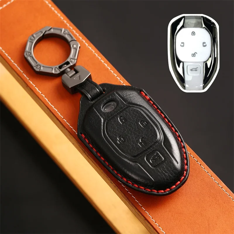 

1pc Leather Car Key Cover Case Remote Keyring Bag For GAC Trumpchi 2023 Empow M8 GM8 Keychain