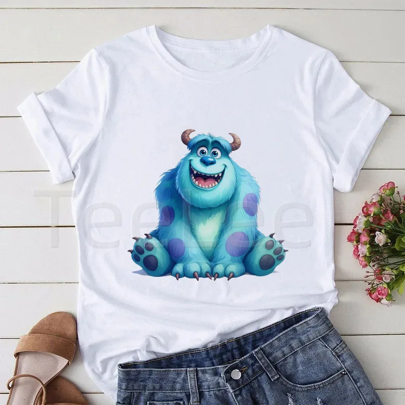 Women's T Shirt Cute Monsters University Tee Shirt Print Tshirt Cartoon Summer Casual Oversized T-Shirt Female Streetwear Tops