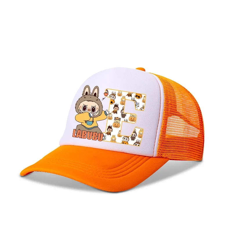 POP MART Labubu Kids Baseball Cap Cartoon Letter A-Z Printed Sun Hat Boys Girls Kawaii Casual Hats Adjustable Peaked Caps Gifts