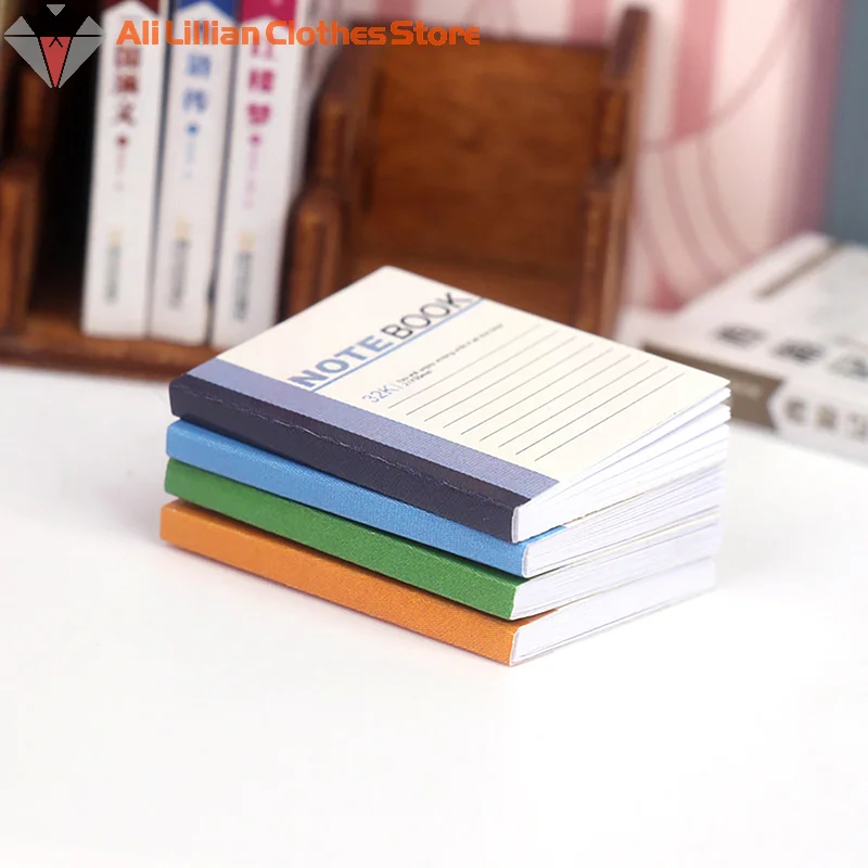 ⭐ CHAUD ❗   Mini carnet d'exercices pour maison de poupée 1/12, 4 pièces, modèle de maison de poupée, décoration d'étude, maison de poupées, accessoires de papeterie scolaire