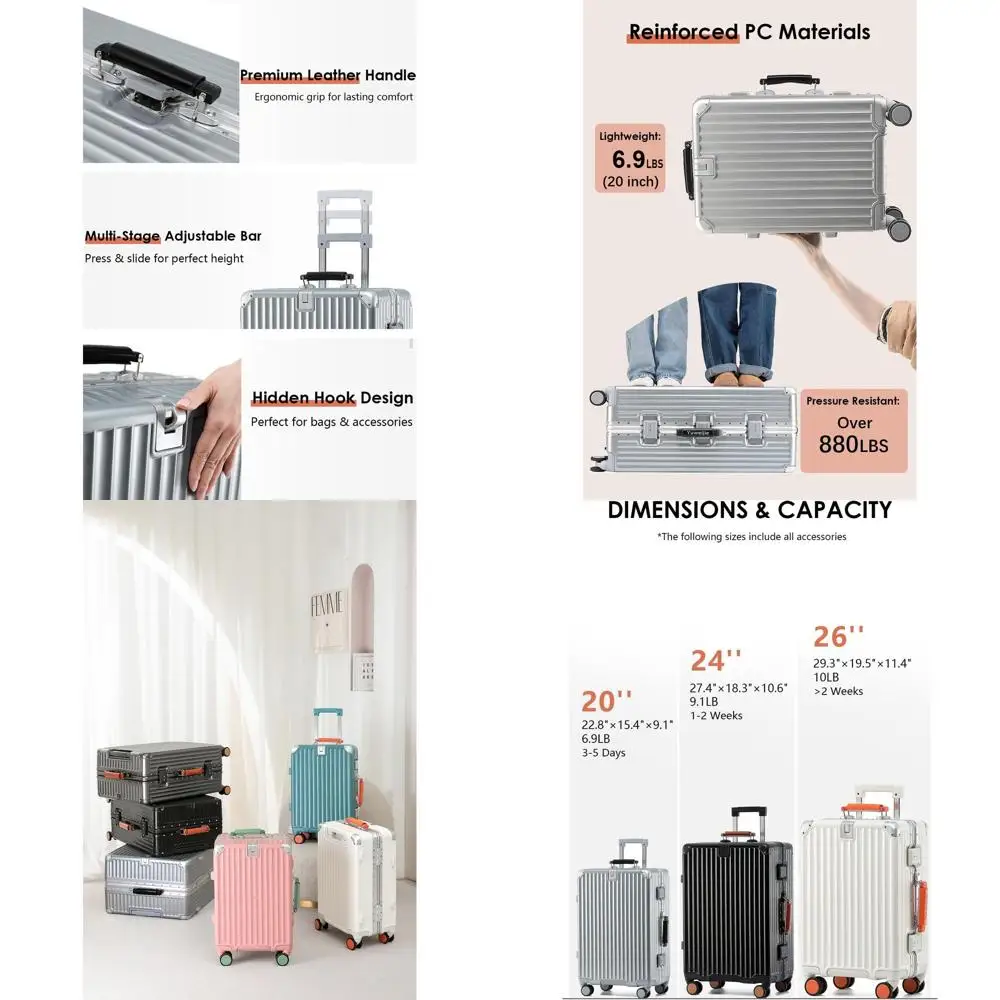 

Серый 20, кожаный чемодан-спиннер для ПК без молнии с замками TSA, одобренный авиакомпанией, дорожный чемодан 22x14x9