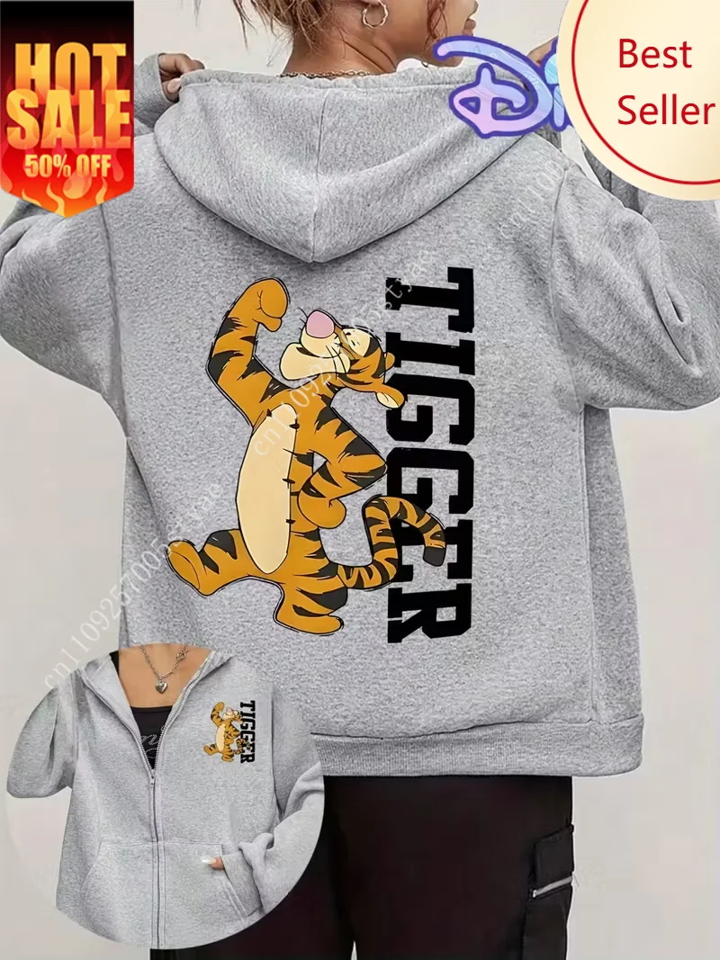 

Winnie The Pooh Tigger Zipper Hoodies Sweatshirt Fleece Women Men Cotton Autumn Winter Pullover Oversize Hoody Long Sleeve Coats