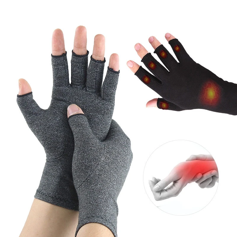 Compression Gloves Arthritis Joint Pain Relief Half Finger Brace Therapy Wrist Support Anti-slip Therapy Gloves