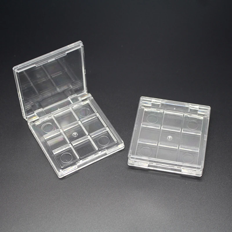 Clear Square Eyeshadow Case 9 Grids Palette Eye Makeup Storage Box Empty Eyeshadow Dish DIY Eyeshadow