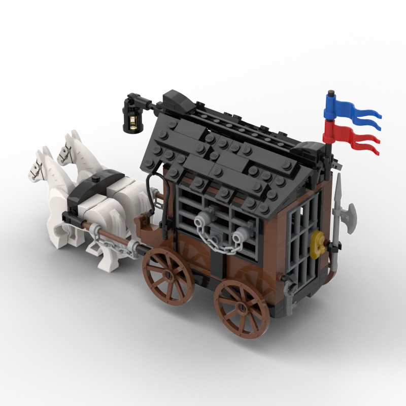 215PCS MOC-117564 Medival Horse Carrige Prisoner Convoy Creative Building Blocks Bricks DlY Toys Gifts Display Construction 6055