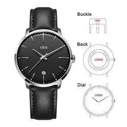 New Arrival Custom Logo Watches Private Label Designed Watches Men Wristwatch Genuine Leather