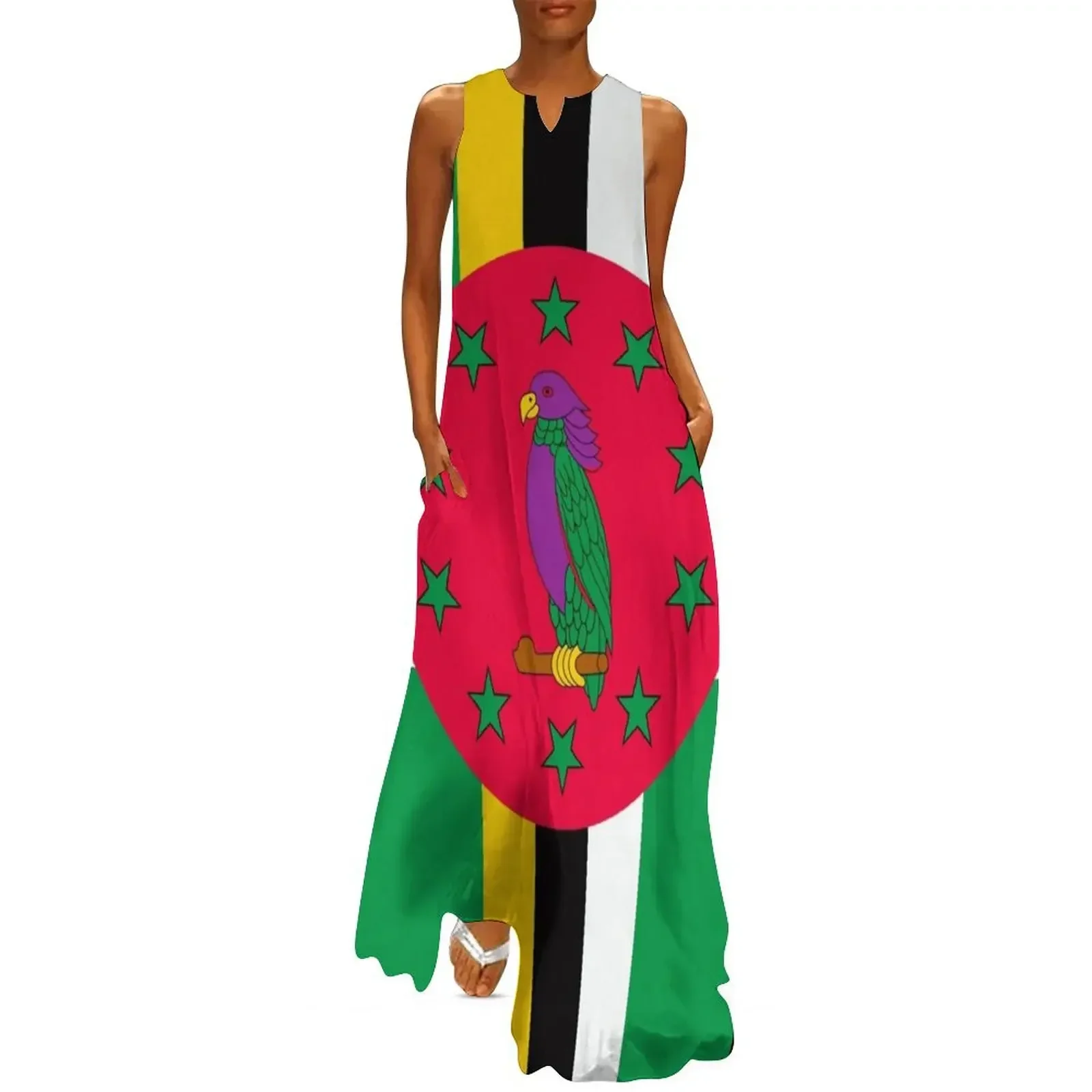

Dominica Flag Long Dress Women's summer dress Women's summer suit dress party night Long woman