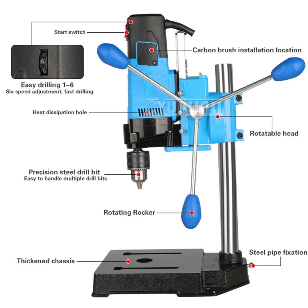 Mini bench Drill Woodworking Metal Plastic High Speed Drilling Machine Precision Milling Machine Household Hole Puncher 220V