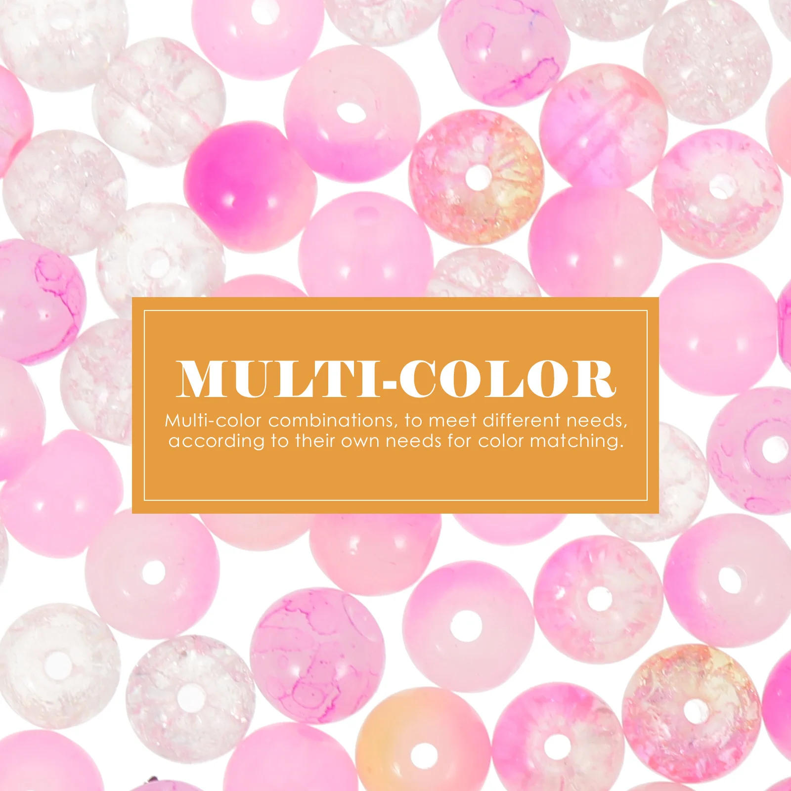 200Pcs Crackle Glass Beads Round Spacer for Handmade Jewelry Bead Charms DIY Projects Crushed Glass,crackle Glass Beads