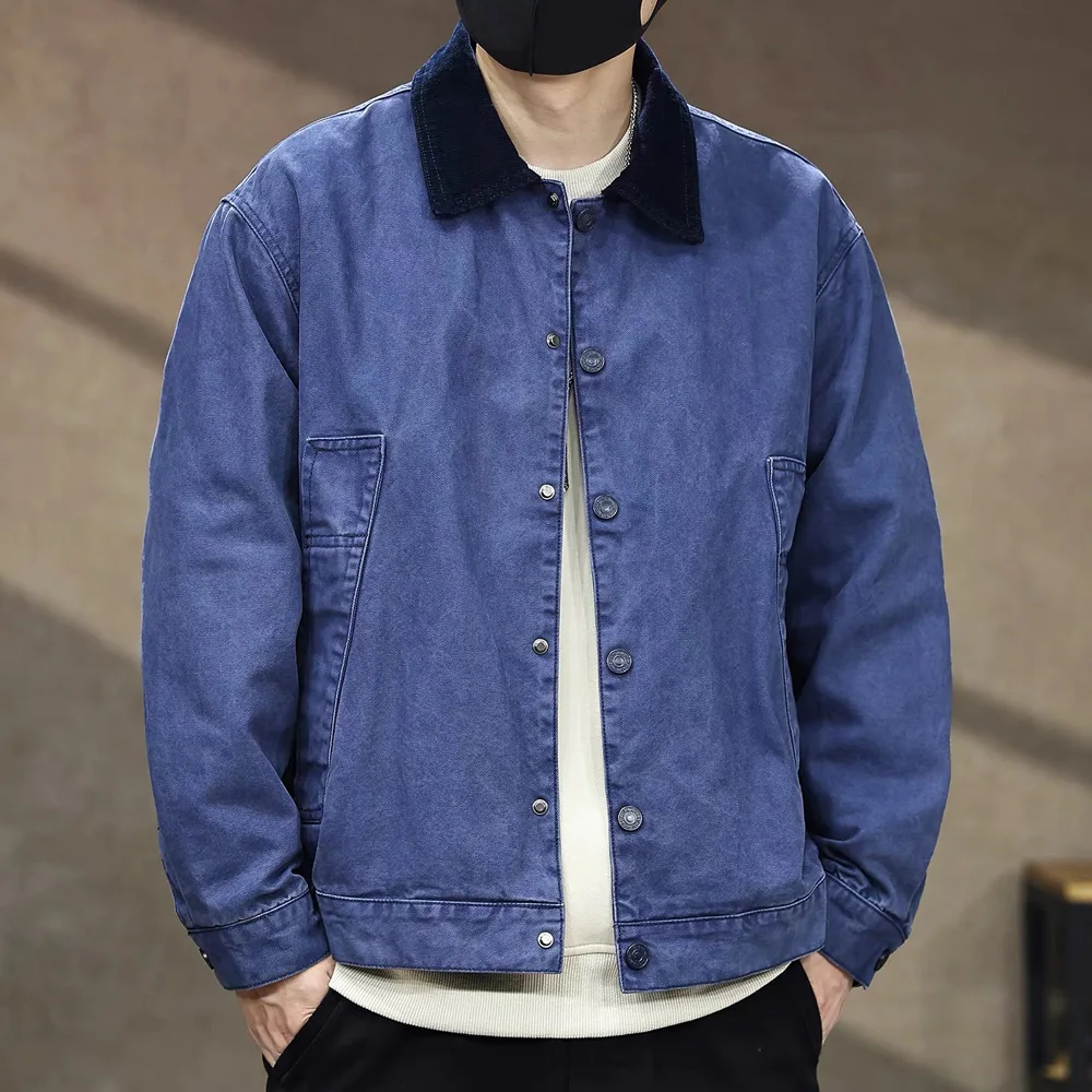 

Мужская американская уличная одежда в стиле ретро, модная свободная повседневная куртка-карго из чистого хлопка, мужское весенне-осеннее пальто, верхняя одежда Cityboy