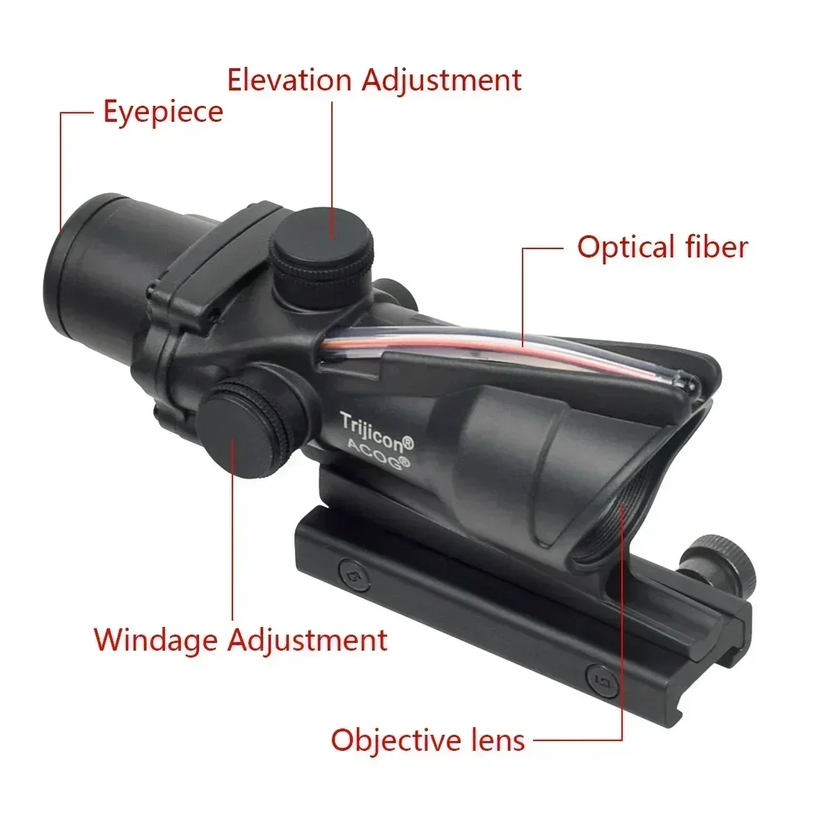 Taktisches Acog 4x32 1x32 Leucht punkt visier Echte Glasfaser beleuchtet grünes Punkt Zielfernrohr für 20mm Weber schiene für die Gewehr jagd