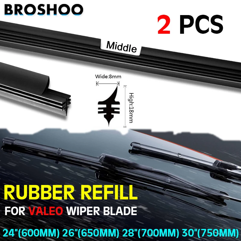 2pcs Auto Vehicle Insert Natural Rubber Car Wiper Blade Strip for Valeo Type Beam Wipers Refill 8mm 24