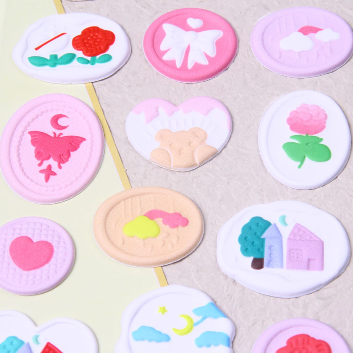 3D wax seal style stickers, colorful raised stickers, cute self-adhesive seals, three random options