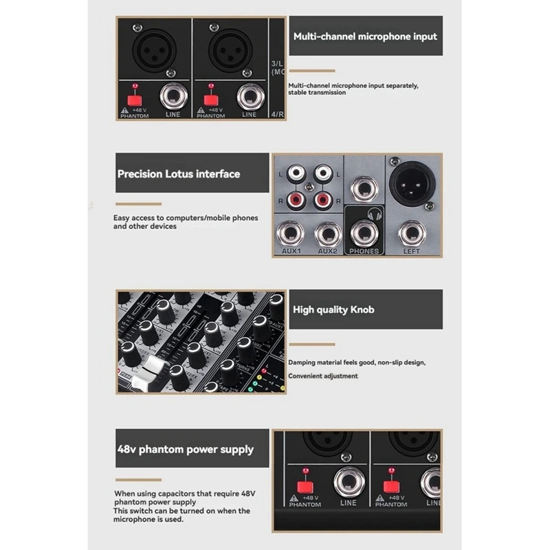 SCLS 4 قناة بلوتوث جهاز مزج الصوت الصوت خلط وحدة التحكم واجهة الصوت USB كارت الصوت لمرحلة الاستوديو DJ المنزل