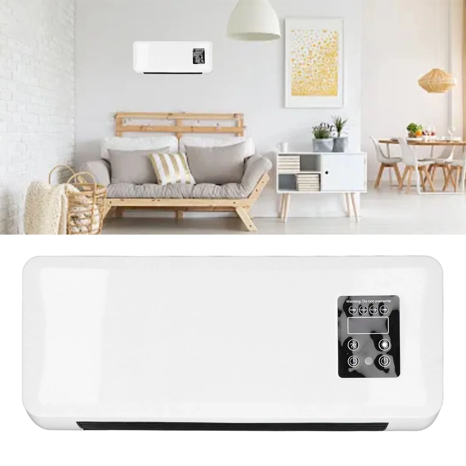 

Настенный обогреватель кондиционера, регулируемый два режима, портативный настенный обогреватель кондиционера с сенсорным экраном для офиса, спальни